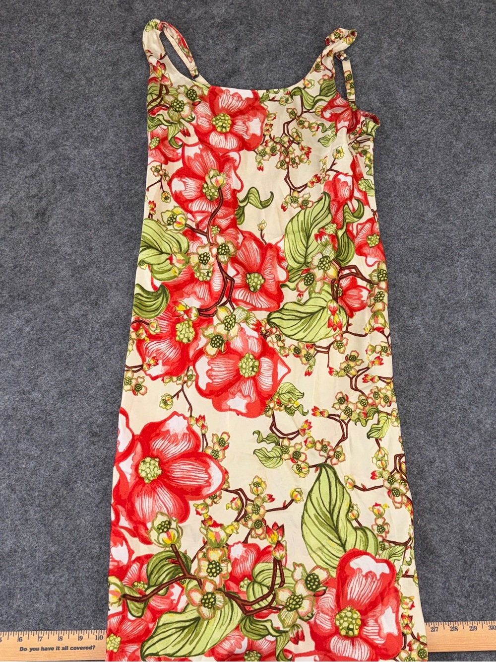 Natori Floral Printed Satin Gorgeous Slip Dress Nightgown Dogwoods Size Med